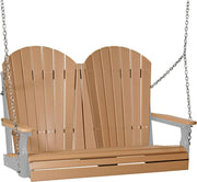 LuxCraft LuxCraft Cedar Adirondack 4ft. Recycled Plastic Porch Swing With Cup Holder Cedar on Dove Gray / Adirondack Porch Swing Porch Swing 4APSCDG-CH