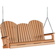 LuxCraft LuxCraft Cedar Adirondack 5ft. Recycled Plastic Porch Swing Cedar on Tangerine / Adirondack Porch Swing Porch Swing