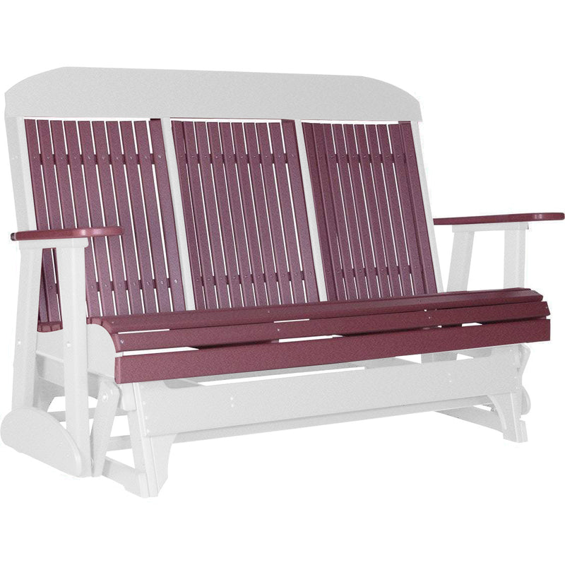 LuxCraft LuxCraft Cherry 5 ft. Recycled Plastic Highback Outdoor Glider Cherry on White Highback Glider 5CPGCWH