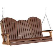 LuxCraft LuxCraft Chestnut Brown Adirondack 5ft. Recycled Plastic Porch Swing With Cup Holder Chestnut Brown on Antique Mahogany / Adirondack Porch Swing Porch Swing