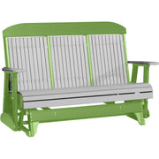 LuxCraft LuxCraft Dove Gray 5 ft. Recycled Plastic Highback Outdoor Glider With Cup Holder Dove Gray on Lime Green Highback Glider 5CPGDGLG-CH