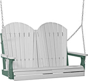 LuxCraft LuxCraft Dove Gray Adirondack 4ft. Recycled Plastic Porch Swing With Cup Holder Dove Gray on Green / Adirondack Porch Swing Porch Swing 4APSDGG-CH