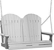 LuxCraft LuxCraft Dove Gray Adirondack 4ft. Recycled Plastic Porch Swing With Cup Holder Dove Gray on Slate / Adirondack Porch Swing Porch Swing 4APSDGS-CH