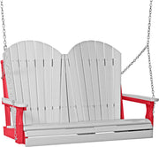 LuxCraft LuxCraft Dove Gray Adirondack 4ft. Recycled Plastic Porch Swing With Cup Holder Porch Swing