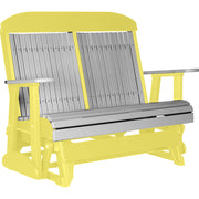LuxCraft LuxCraft Gray 4 ft. Recycled Plastic Highback Outdoor Glider Bench With Cup Holder Dove Gray on Yellow Highback Glider 4CPGGRY-CH