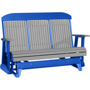 LuxCraft LuxCraft Gray 5 ft. Recycled Plastic Highback Outdoor Glider Gray on Blue Highback Glider 5CPGRBL