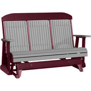 LuxCraft LuxCraft Gray 5 ft. Recycled Plastic Highback Outdoor Glider With Cup Holder Gray on Cherrywood Highback Glider 5CPGRCW-CH
