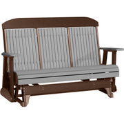 LuxCraft LuxCraft Gray 5 ft. Recycled Plastic Highback Outdoor Glider With Cup Holder Gray on Chestnut Brown Highback Glider 5CPGRCB-CH