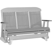 LuxCraft LuxCraft Gray 5 ft. Recycled Plastic Highback Outdoor Glider With Cup Holder Gray on Dove Gray Highback Glider 5CPGRDG-CH