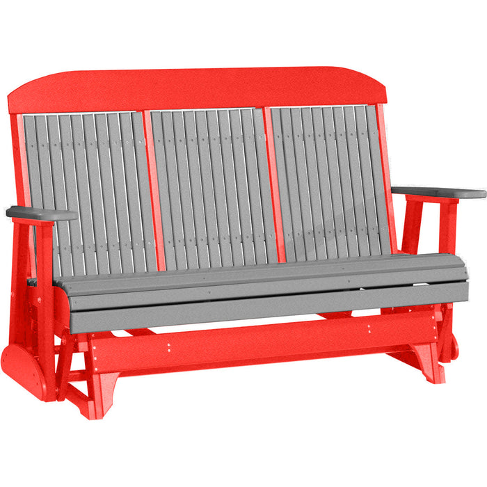 LuxCraft LuxCraft Gray 5 ft. Recycled Plastic Highback Outdoor Glider With Cup Holder Gray on Red Highback Glider 5CPGRR-CH