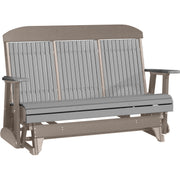 LuxCraft LuxCraft Gray 5 ft. Recycled Plastic Highback Outdoor Glider With Cup Holder Gray on Weatherwood Highback Glider 5CPGRWW-CH