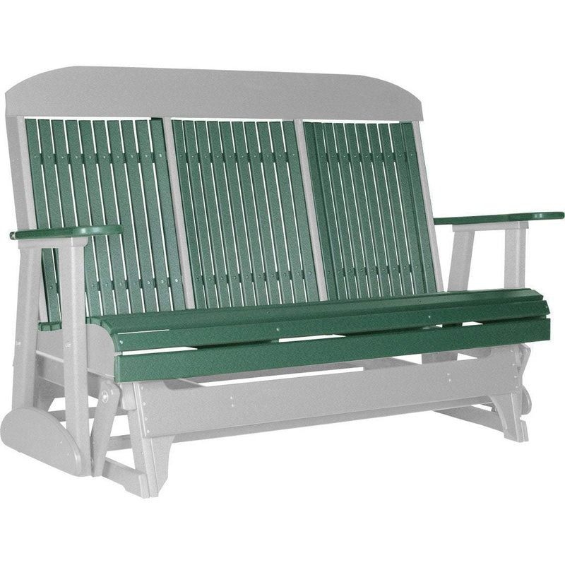 LuxCraft LuxCraft Green 5 ft. Recycled Plastic Highback Outdoor Glider Green on Dove Gray Highback Glider 5CPGGDG