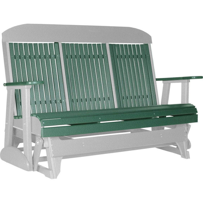 LuxCraft LuxCraft Green 5 ft. Recycled Plastic Highback Outdoor Glider With Cup Holder Green on Dove Gray Highback Glider 5CPGGDG-CH