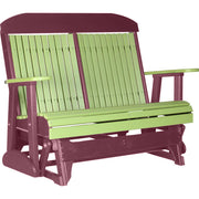 LuxCraft LuxCraft Lime Green 4 ft. Recycled Plastic Highback Outdoor Glider Bench Lime Green on Cherrywood Highback Glider 4CPGLGCW