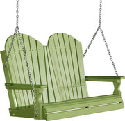 LuxCraft LuxCraft Lime Green Adirondack 4ft. Recycled Plastic Porch Swing With Cup Holder Lime Green / Adirondack Porch Swing Porch Swing 4APSLG-CH