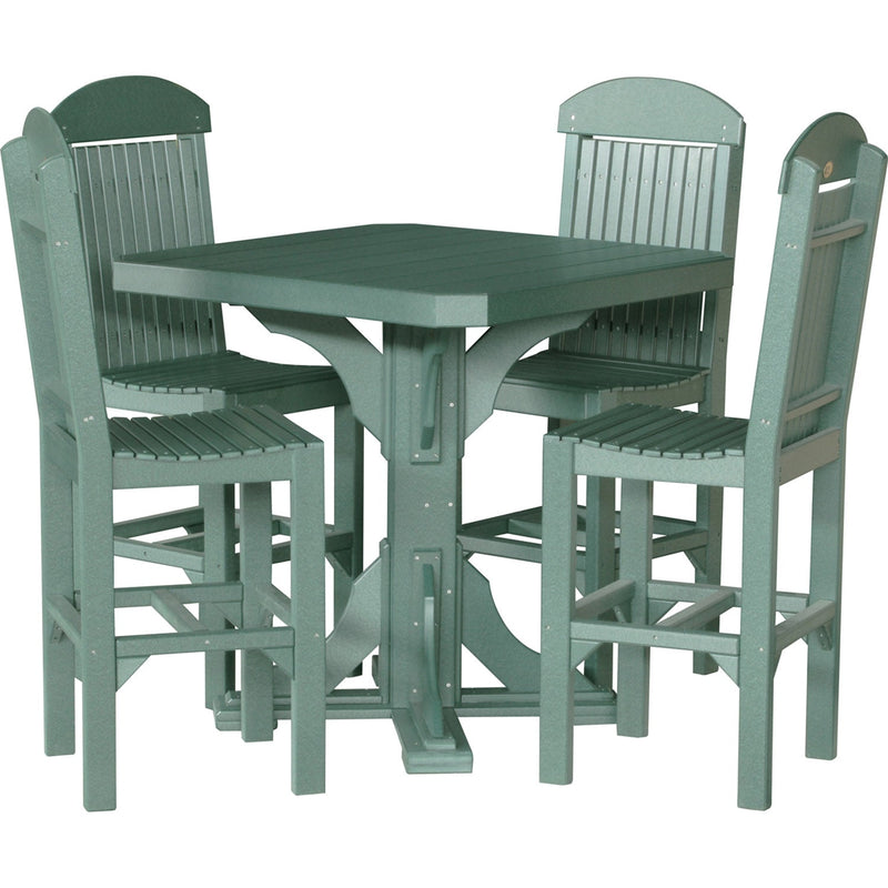 LuxCraft LuxCraft Poly 41' Square Table Set with 4 Regular Chairs Green Dining Sets