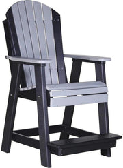 LuxCraft Luxcraft Recycled Plastic Counter Height Adirondack Tete-a-tete Balcony Set Dove Gray on Black Balcony Table 2xPABC-1xBTT-DGB