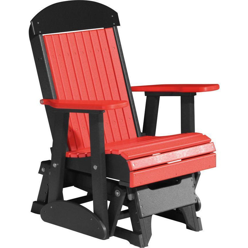LuxCraft LuxCraft Red 2 foot Classic Highback Recycled Plastic Glider Chair Red on Black Glider Chair 2CPGRB