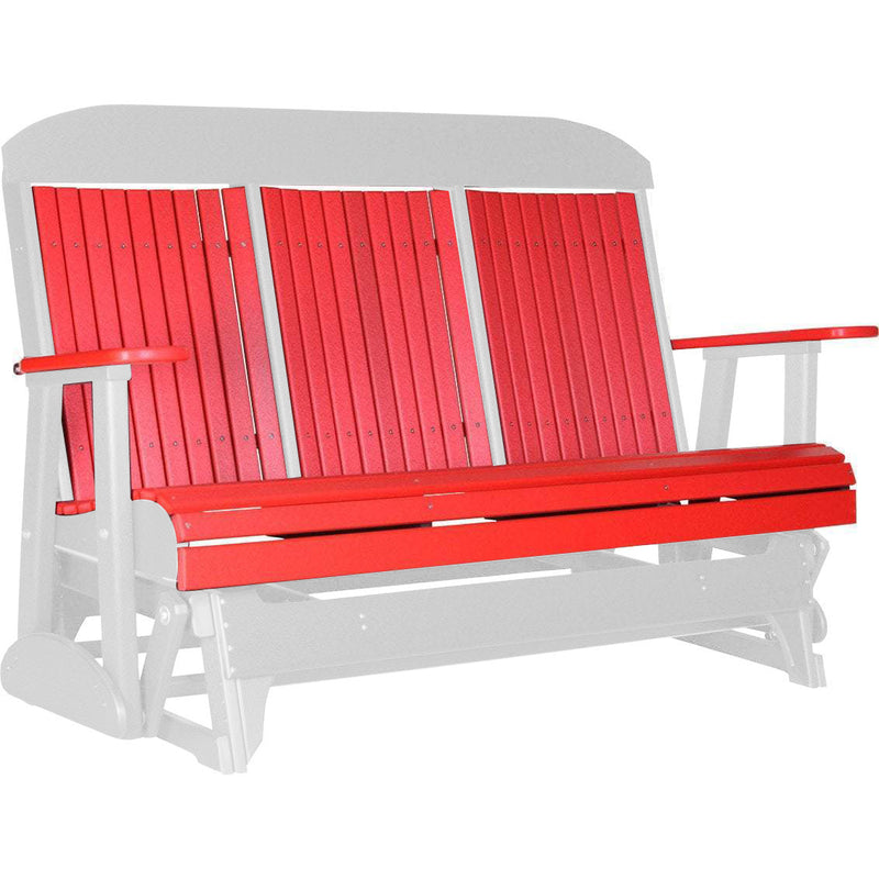 LuxCraft LuxCraft Red 5 ft. Recycled Plastic Highback Outdoor Glider With Cup Holder Red on White Highback Glider 5CPGRWH-CH