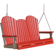 LuxCraft LuxCraft Red Adirondack 5ft. Recycled Plastic Porch Swing With Cup Holder Porch Swing
