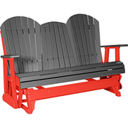 LuxCraft LuxCraft Slate 5 ft. Recycled Plastic Adirondack Outdoor Glider With Cup Holder Slate on Red Adirondack Glider 5APGSR-CH