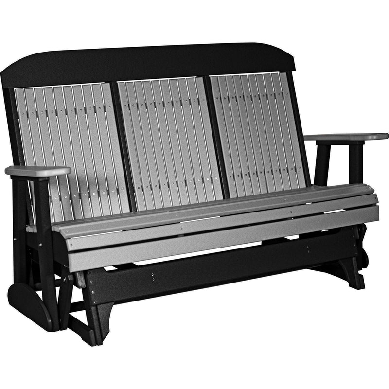 LuxCraft LuxCraft Slate 5 ft. Recycled Plastic Highback Outdoor Glider With Cup Holder Slate on Black Highback Glider 5CPGSB-CH