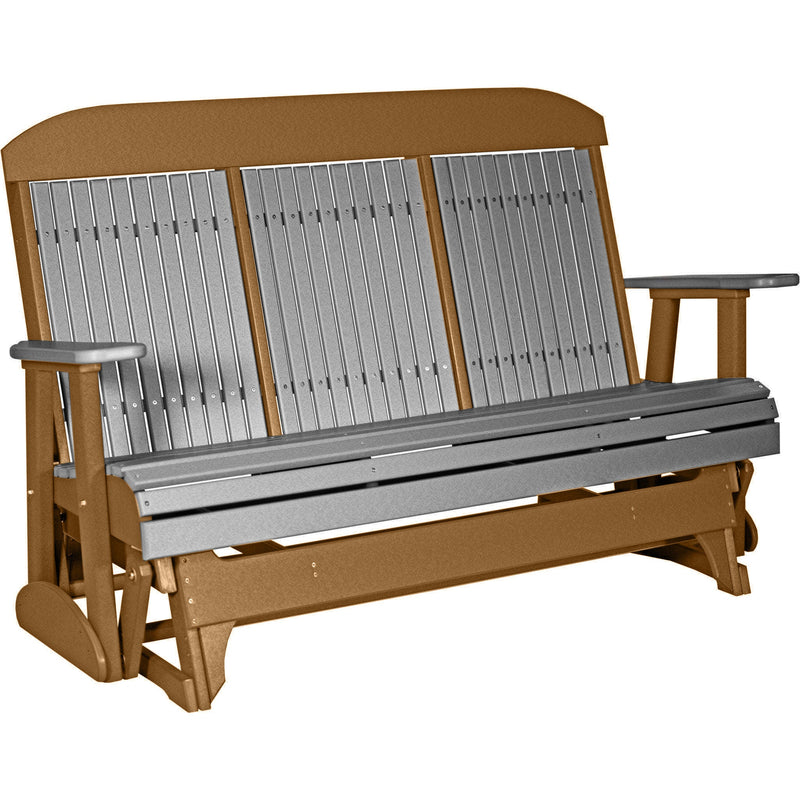 LuxCraft LuxCraft Slate 5 ft. Recycled Plastic Highback Outdoor Glider With Cup Holder Slate on Cedar Highback Glider 5CPGSC-CH