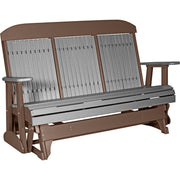 LuxCraft LuxCraft Slate 5 ft. Recycled Plastic Highback Outdoor Glider With Cup Holder Slate on Chestnut Brown Highback Glider 5CPGSCB-CH
