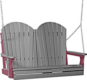 LuxCraft LuxCraft Slate Adirondack 4ft. Recycled Plastic Porch Swing Slate on Cherrywood / Adirondack Porch Swing Porch Swing 4APSSCW