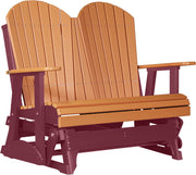 LuxCraft LuxCraft Tangerine 4 ft. Recycled Plastic Adirondack Outdoor Glider Tangerine on Cherrywood Adirondack Glider 4APGTCW
