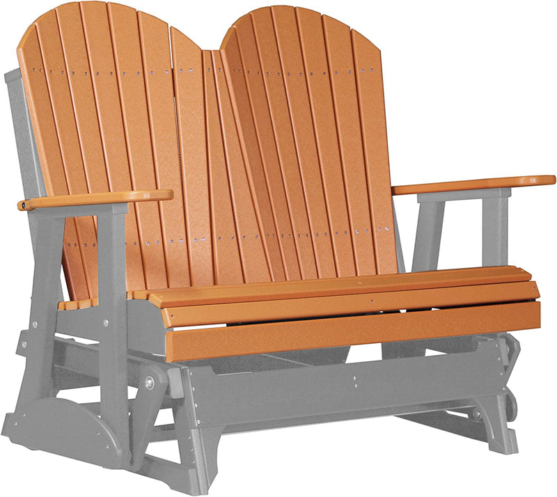 LuxCraft LuxCraft Tangerine 4 ft. Recycled Plastic Adirondack Outdoor Glider Tangerine on Gray Adirondack Glider 4APGTGR