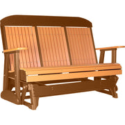 LuxCraft LuxCraft Tangerine 5 ft. Recycled Plastic Highback Outdoor Glider Tangerine on Antique Mahogany Highback Glider 5CPGTAM