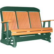 LuxCraft LuxCraft Tangerine 5 ft. Recycled Plastic Highback Outdoor Glider Tangerine on Green Highback Glider 5CPGTG