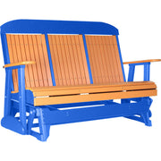 LuxCraft LuxCraft Tangerine 5 ft. Recycled Plastic Highback Outdoor Glider With Cup Holder Tangerine on Blue Highback Glider 5CPGTBL-CH