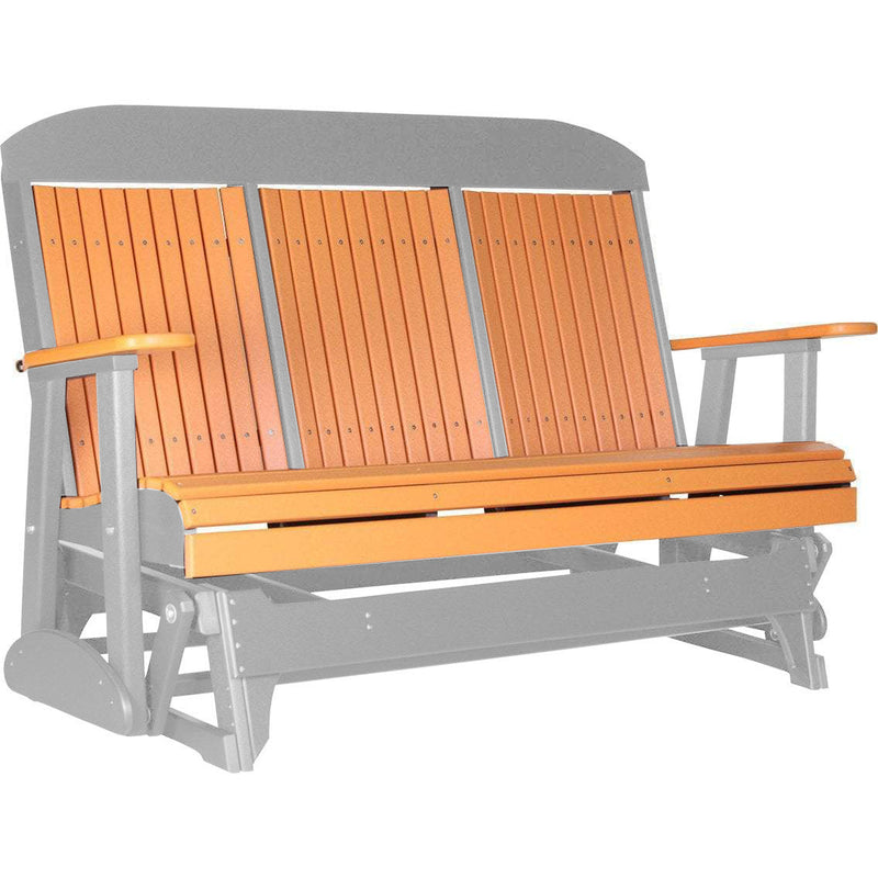 LuxCraft LuxCraft Tangerine 5 ft. Recycled Plastic Highback Outdoor Glider With Cup Holder Tangerine on Gray Highback Glider 5CPGTGR-CH