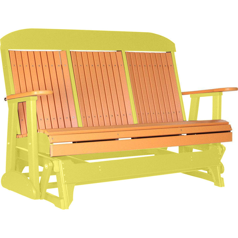 LuxCraft LuxCraft Tangerine 5 ft. Recycled Plastic Highback Outdoor Glider With Cup Holder Tangerine on Yellow Highback Glider 5CPGTY-CH