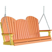 LuxCraft LuxCraft Tangerine Adirondack 5ft. Recycled Plastic Porch Swing With Cup Holder Tangerine on Yellow / Adirondack Porch Swing Porch Swing