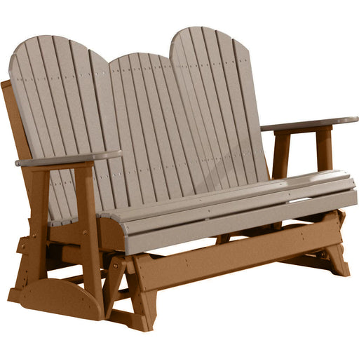 LuxCraft LuxCraft Weatherwood 5 ft. Recycled Plastic Adirondack Outdoor Glider With Cup Holder Weatherwood on Antique Mahogany Adirondack Glider 5APGWWAM-CH