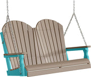 LuxCraft LuxCraft Weatherwood Adirondack 4ft. Recycled Plastic Porch Swing With Cup Holder Porch Swing