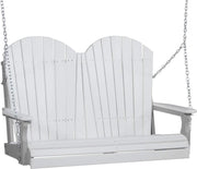 LuxCraft LuxCraft White Adirondack 4ft. Recycled Plastic Porch Swing White on Dove Gray / Adirondack Porch Swing Porch Swing 4APSW