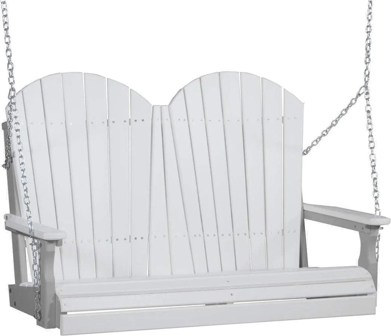 LuxCraft LuxCraft White Adirondack 4ft. Recycled Plastic Porch Swing White on Dove Gray / Adirondack Porch Swing Porch Swing 4APSW