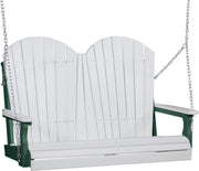 LuxCraft LuxCraft White Adirondack 4ft. Recycled Plastic Porch Swing With Cup Holder White on Green / Adirondack Porch Swing Porch Swing 4APSWG-CH