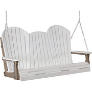 LuxCraft LuxCraft White Adirondack 5ft. Recycled Plastic Porch Swing With Cup Holder White on Weatherwood / Adirondack Porch Swing Porch Swing