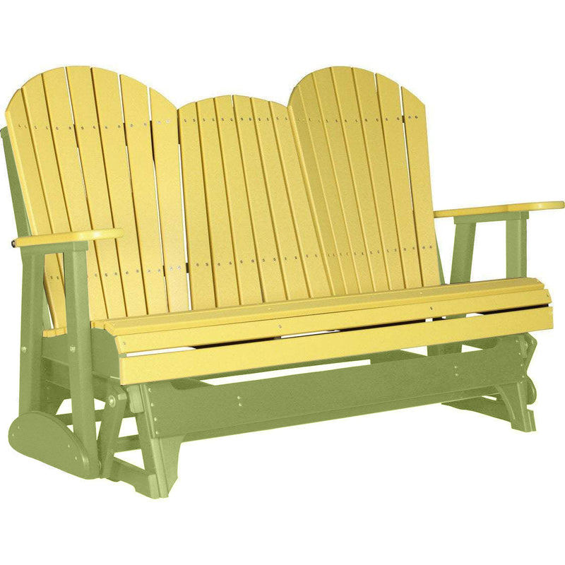 LuxCraft LuxCraft Yellow 5 ft. Recycled Plastic Adirondack Outdoor Glider Yellow on Lime Green Adirondack Glider 5APGYLG