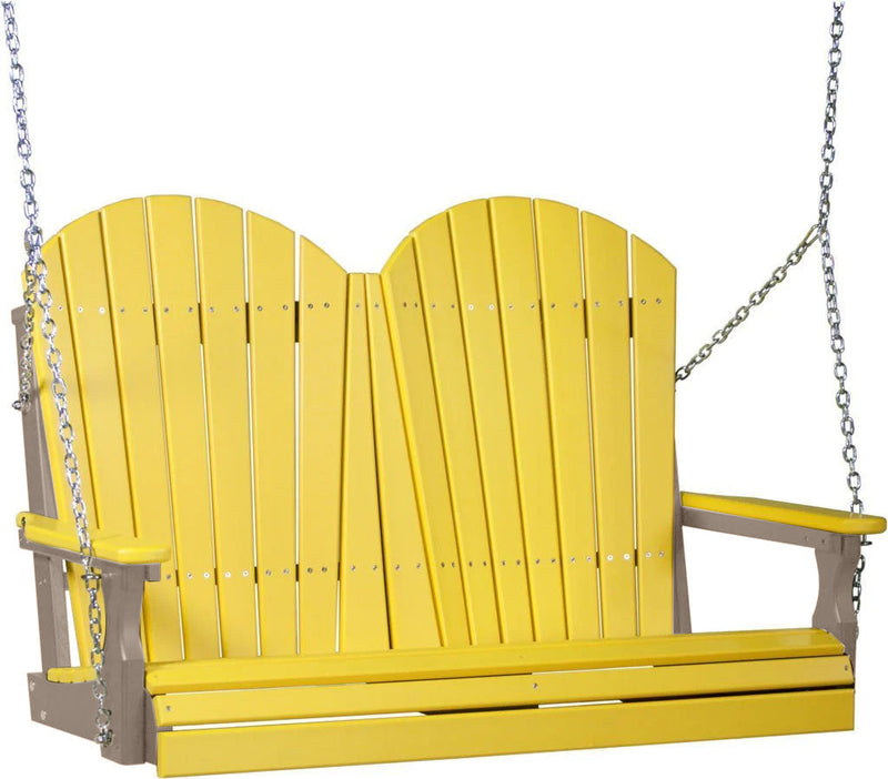 LuxCraft LuxCraft Yellow Adirondack 4ft. Recycled Plastic Porch Swing With Cup Holder Porch Swing
