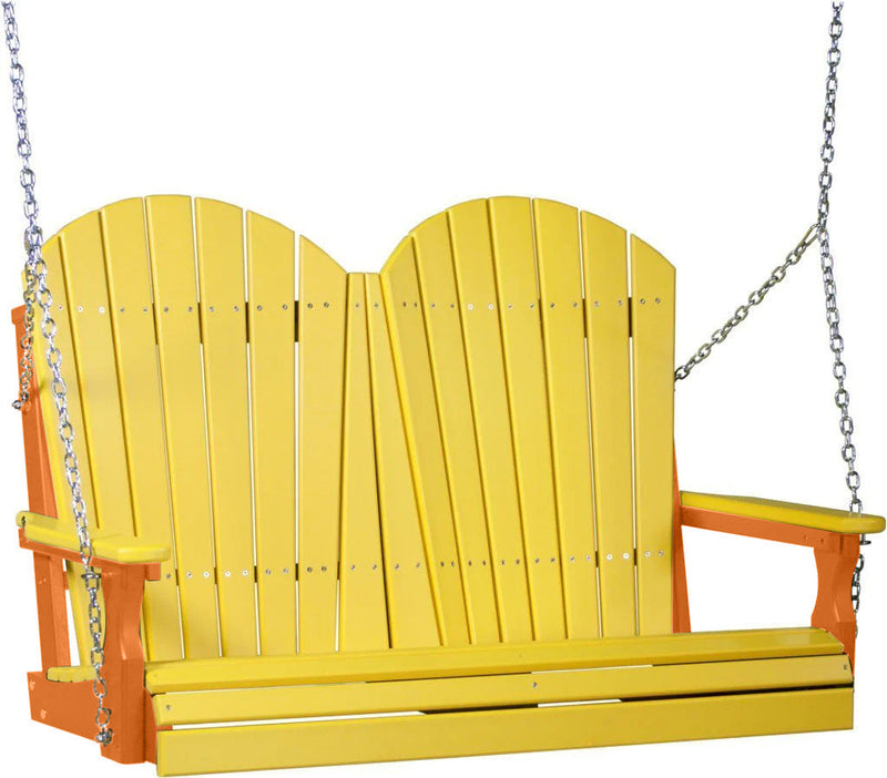 LuxCraft LuxCraft Yellow Adirondack 4ft. Recycled Plastic Porch Swing With Cup Holder Porch Swing