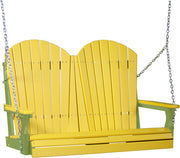 LuxCraft LuxCraft Yellow Adirondack 4ft. Recycled Plastic Porch Swing With Cup Holder Yellow on Lime Green / Adirondack Porch Swing Porch Swing 4APSYLG-CH