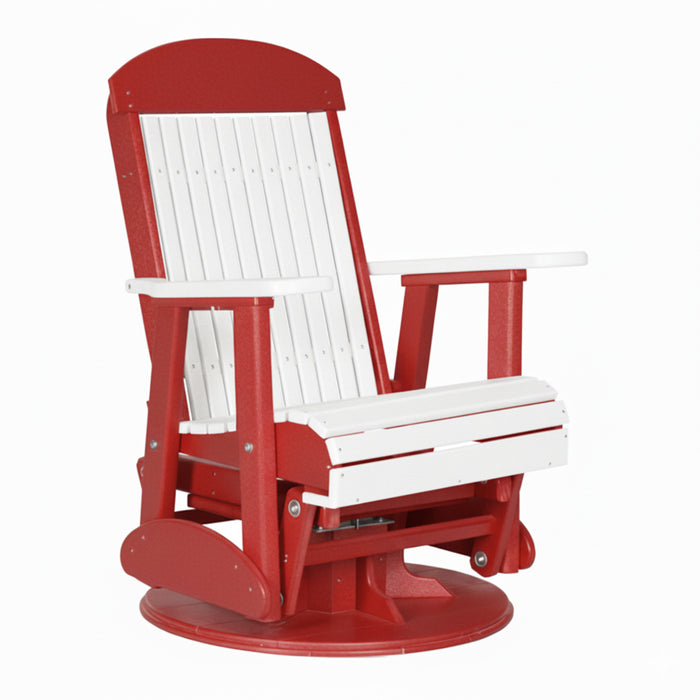 LuxCraft White 2 foot Classic Highback Recycled Plastic Swivel Glider Chair With Cup Holder