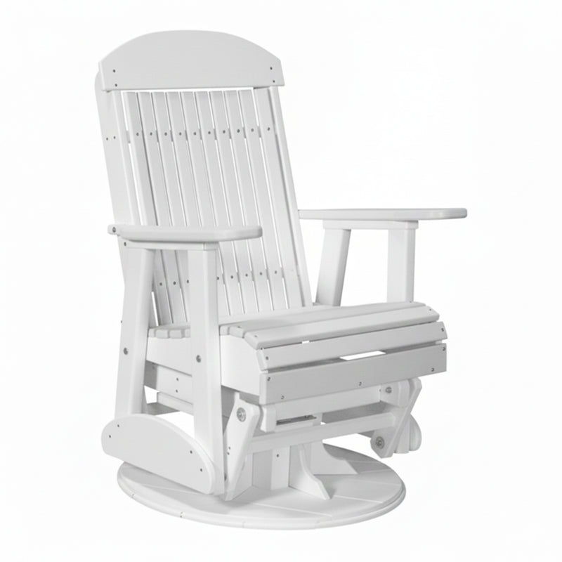 LuxCraft Dove Gray 2 foot Classic Highback Recycled Plastic Swivel Glider Chair With Cup Holder