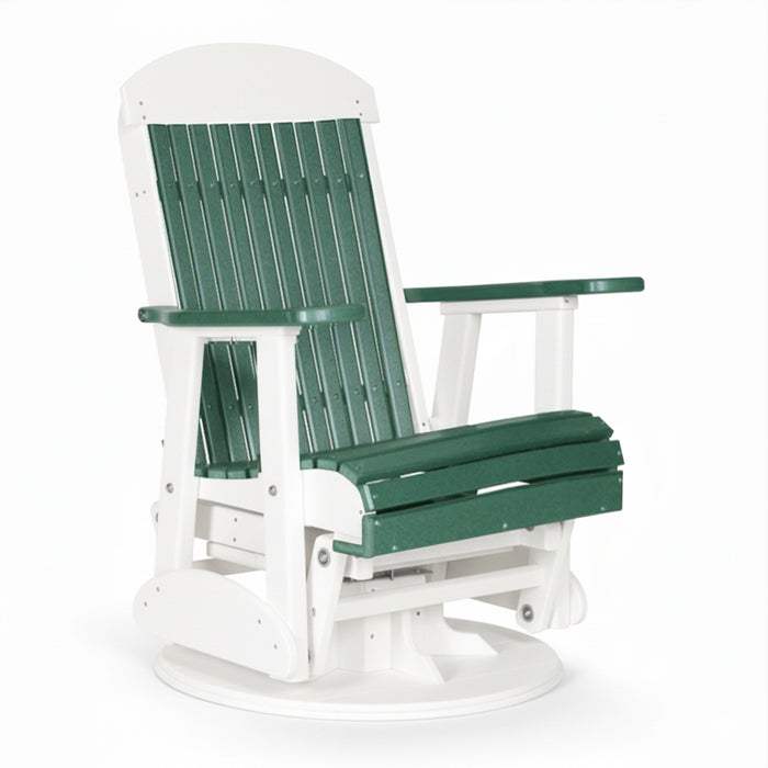 LuxCraft Green 2 foot Classic Highback Recycled Plastic Swivel Glider Chair